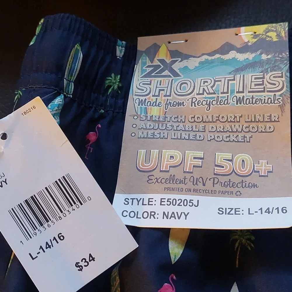 Zeroxposur Boys Size Large 14/16 Swim Trunks Shorts Navy Blue Surf Boards